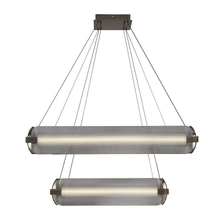 Euf Neoness, Chandelier, 8-Light, 34", Weathered Brass, Smoked Glass 50055-012