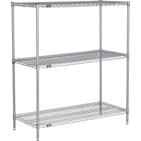 Global Industrial Nexel 3 Shelf, Nexelate Silver Epoxy Wire Shelving Unit, Starter, 24"W x 21"D x 54"H B3152140