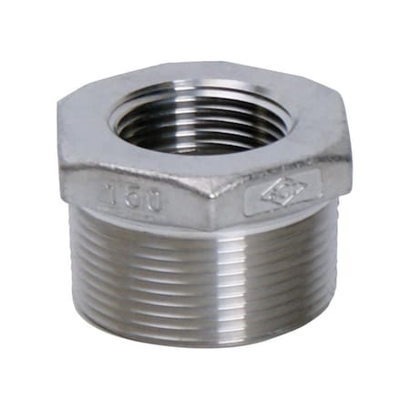 Smith-Cooper Stainless Steel Hex Bushing  1.25 in. MPT x 0.5 in. Dia. FPT 4809935