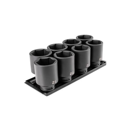 Tekton 3/4 Inch Drive Deep 6-Point Socket Set with Rails and Tray, 8-Piece (2-1/16 - 2-1/2 in.) SID93105