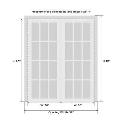 Sartodoors Closet Bypass Interior Door, 60" x 80", White QUADRO4115DBD-WS-60
