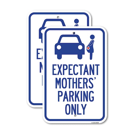 Signmission Expectant Mothers' Parking Only With Graphic, 12'' X 18'' 2 Signs, Heavy Gauge Aluminum, 2PK A-1218-2PACK-24028