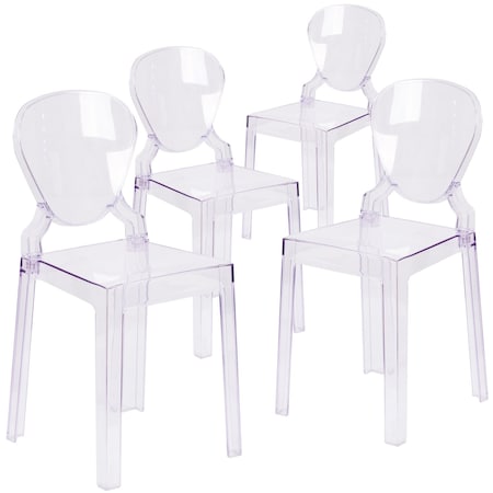 Flash Furniture Ghost Chair with Tear Back in Transparent Crystal, PK4 4-OW-TEARBACK-18-GG