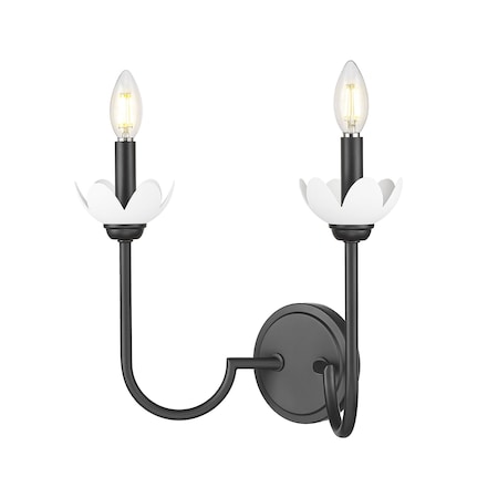 Z-Lite Allistair 2-Light Wall Sconce, 15 in W, Matte Black 352-2S-MB