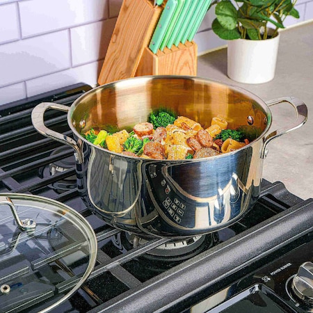 Martha Stewart 5 Quart Stainless Steel Dutch Oven with Vented Glass Lid 128950.02