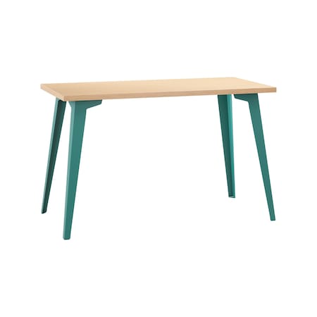 Orison Office 24x48 Mid Century Modern Desk, Teal / Platinum Oak 25789