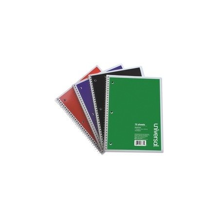 Universal Wirebound Notebook, 4 sq/in Quad Rule, 10.5 x 8, White, 70 Sheets, 4PK UNV66634