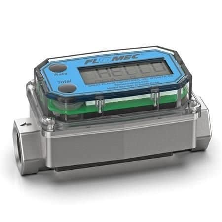Omega Turbine Flow Meter, Rate & Total, Liquid, 1 GPM to 10 GPM, 1/2 ", NPT Female, 2 %, 316 SS, Ceramic, G2S05NQ9GMA