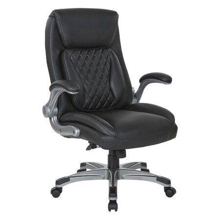 Office Star Products Office Chair, Black, Leather, Swivel ECH75137-EC3
