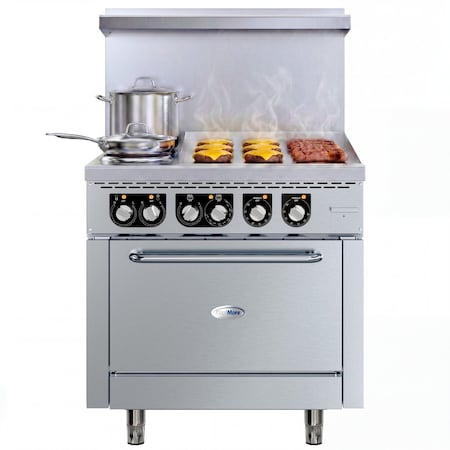 Koolmore 36 in. Commercial 2-Burner and 24 in. Griddle Electric Range Oven, 240V (KM-CRG242-E) KM-CRG242-E