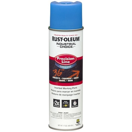 Industrial Choice 17 Oz Rust-Oleum Brands Fluorescent Blue Precision Line Marking Paint, Water-Based 205176