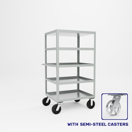 Pucel Five Shelf Extra Heavy Duty Stock Cart, 30 in W x 68 in H x 36 in D, Red H-3036-S
