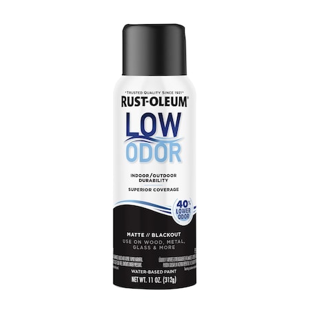 Rust-Oleum Low Odor Water Based Spray Paint, Blackout, Matte, 11 oz 388279
