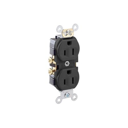 Leviton Duplex Receptacle Outlet, 15A, Black, 125V CR15-E