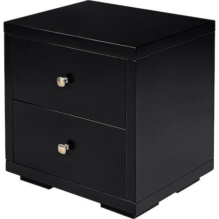 Homeroots 19" Black Solid and Manufactured Wood Two Drawer Nightstand 526869