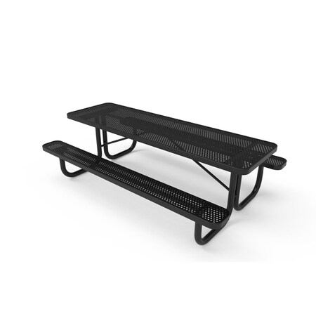 Mytcoat 8ft Rectangular Portable Outdoor Table, Black, Seats 8, Punched Steel, Industry Standard Coating 804049