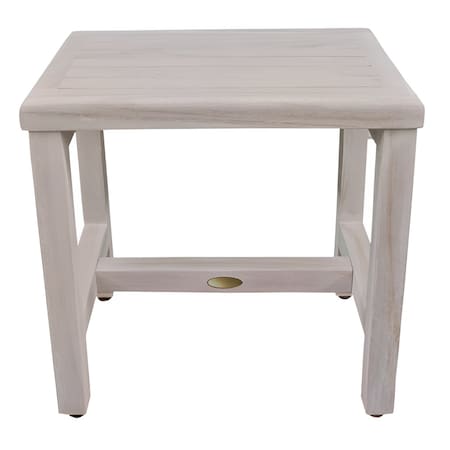 Homeroots 18" Gray Teak Rectangular Shower Bench 376715