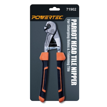 Powertec Parrot Head Tile Nippers, Ergonomic Soft Grip, Heavy Duty Blades Cuts & Trim Tile Up to 2/5 Thick 71902N