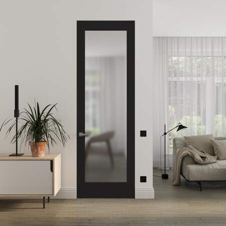 Sartodoors Hidden Door Planum 2102 Black 36x96 Solid Core Modern Interior PLANUM2102MF-BLK-36x96-RH-I