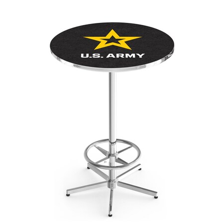 Holland Bar Stool Co 42" Chrome U.S. Army Pub Table, 36" dia. Top L216C4236Army