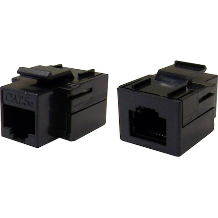 Cable Wholesale Cat5e Keystone Inline Coupler, Black, RJ45 Female 310-220BK