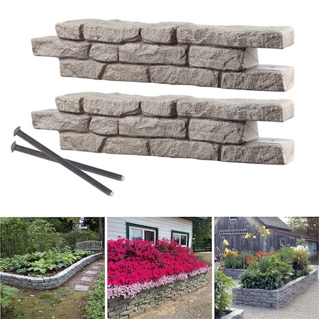 Marquee Protection RTS Home Accents Rock Lock Raised Garden Bed Straight Rock, 2PK MA2649031