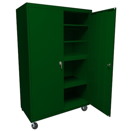 Steel Cabinets Usa Mobile Steel Storage Cabinet, 36" W, 72" H, Hunter Green, 4 Shelves MAAH-36722RB-H GRN