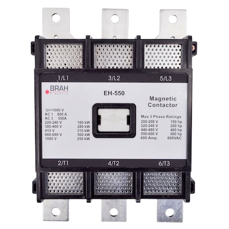 Brah Electric , Replacement 550A 600V 3P with 480VAC Coil for EH Series Contactor EH-550-30-22AS BEH-550-30-22AS