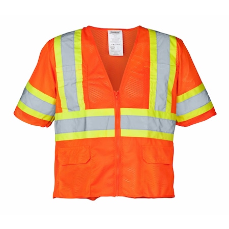 Ironwear Two-Tone Hi-Vis Safety Vest w/Sleeves S Class 3 , Zipper 6 Pockets 1293-OZ-SM