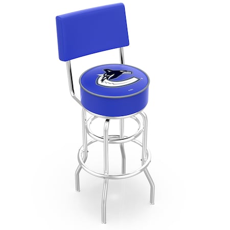 Holland Bar Stool Co 30" Chrome 2-Ring Vancouver Canucks Swivel Bar Stool, Back L7C430VanCan