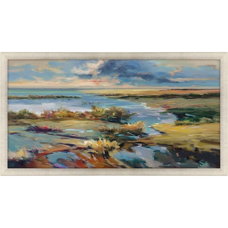 Homeroots Marsh Light Gold Framed Print Wall Art 525619