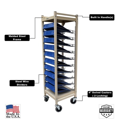 Omnimed Horizontal Open Chart Rack 1 Tier In Beige (53H X 14.5W X 15D) (10 Binder Capacity) 264410-BG