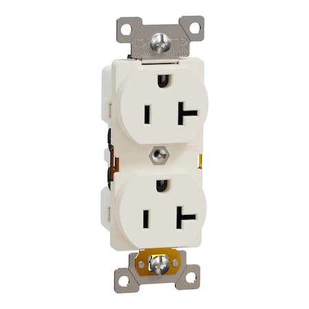 Square D Duplex Straight Blade Receptacle, 5-20R, 20 A, 125V AC, 2 Pole, Flush Mount, Self-Grounded SQR42201LA