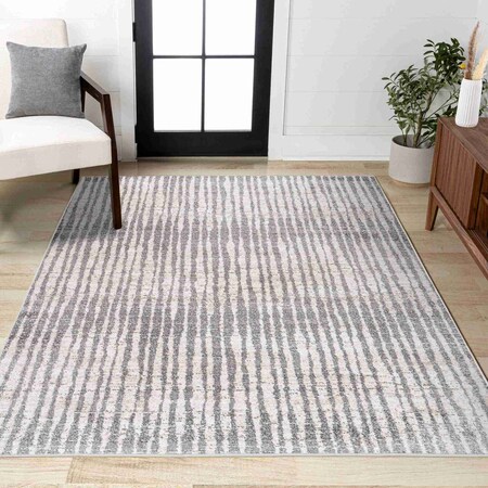 Jonathan Y Skoura Modern Bold Stripe Beige/Dark Gray 3 ft. x 5 ft. Area Rug MOH305A-3