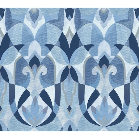 York Wallcoverings Malta Blue and Silver Wallpaper MN1920