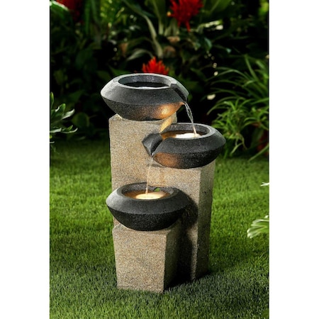 Jeco Three-Tiered Modern-Style Illuminated Water Fountain FCL159
