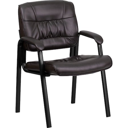 Flash Furniture Contemporary Side Reception Chair, Brown Back, 23-1/4 in W 26" L 36" H, Padded, Leather Seat BT-1404-BN-GG