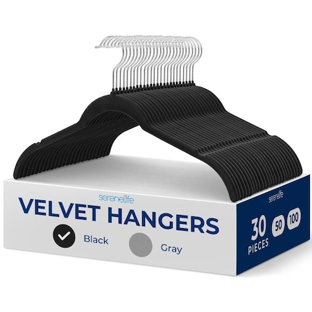 Serenelife 30-Piece Velvet Shirt Hangers SLSHBK30