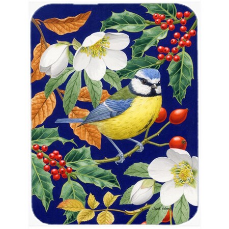 Carolines Treasures Eurasian Blue Tit Glass Cutting Board- Large ASA2068LCB