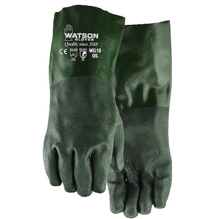Watson Gloves WG Chemical Resistant Gloves, Cotton, 18 in L, Not Applicable, Green, 18, 1 PR WG18