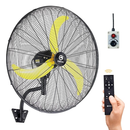 Edendirect 30'' Oscillating Wall Mounted Fan With Remote Control, BLDC Motor, Large air flow range ZR-F-8750BR