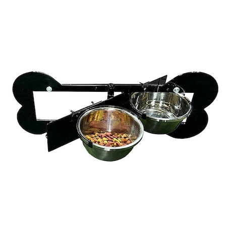 K9 Kennel Store Dog Bone Swivel Bowl Bracket and Metal Bowls K9-SBB-SBDB