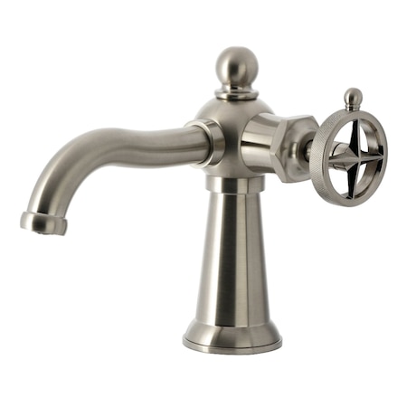 Kingston Brass One-Handle Single-Hole Bathroom Faucet with Push Pop-Up Drain, Brushed Nickel KS3548RNK