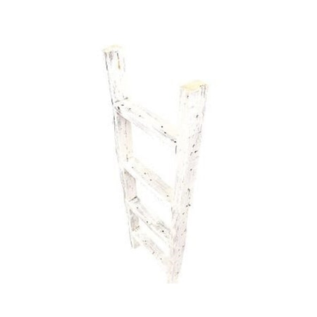 Homeroots 4 Step Rustic White Wood Ladder Shelf 380340