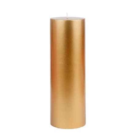Vaser Designs 3 x 9 in. Pillar Candle, Metallic Bronze Gold VA2593542