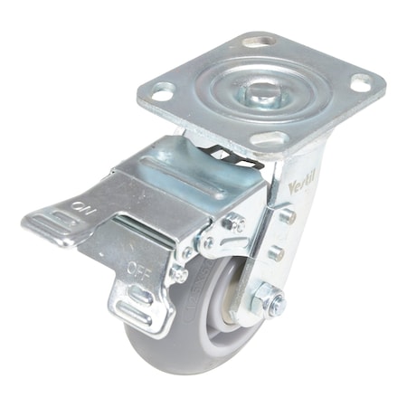 Vestil Thermoplastic Rubber Swivel With Total Brake Caster 5 In. x 2 In. 551 lb Light Gray CST-VE-5X2TPR-SWTB