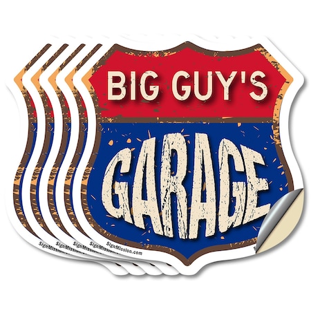 Signmission Big Guy's Garage, 6 inch X 6 inch, Vinyl Decal, 5PK SHI-D-5PACK-6-383-BIG GUY