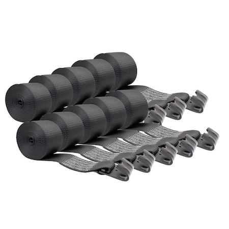 Mytee Products 4inx30ft Winch Straps w/flat Hook - Black, WLL 5400 Flatbed Tie Down Strap, 10PK WS430BLKx10