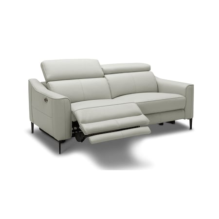 Homeroots 60in Gray And Black Top Grain Leather Power Reclining Loveseat 489286
