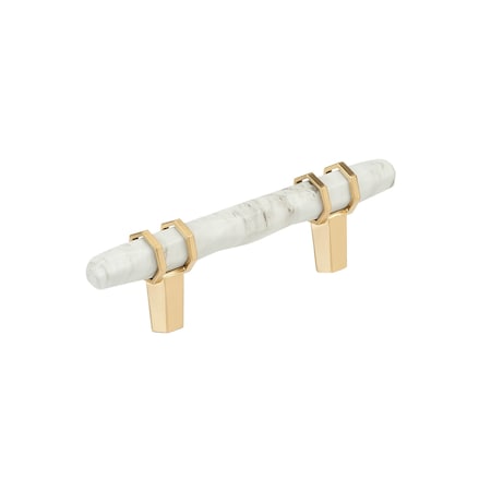 Amerock Carrione 3 inch 76mm Center-to-Center Marble White/Champagne Bronze Cabinet Pull BP36639MWCZ